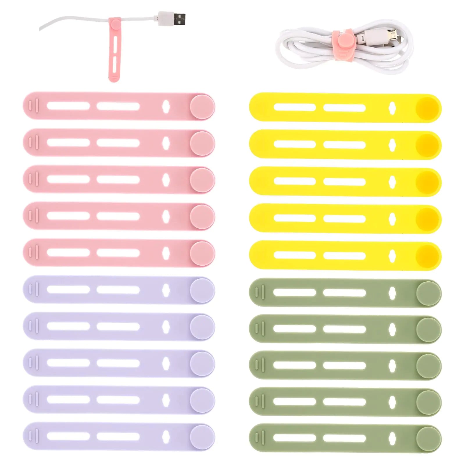 20Pcs Silicone Reusable Cable Ties Set