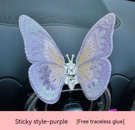 Moving Embroidery Butterfly Car Decor