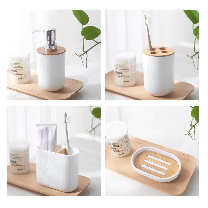 Bamboo Toothbrush Holder Set