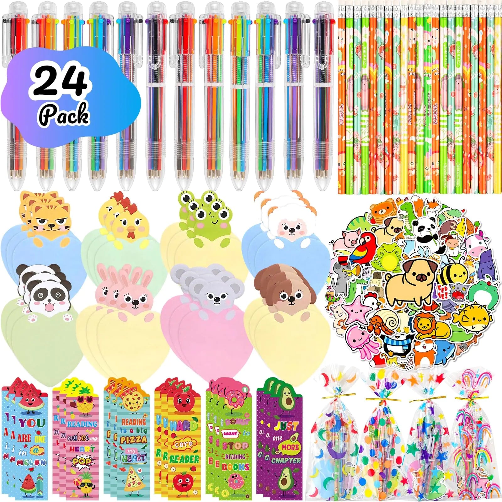 24-Pack 6-in-1 Multicolor Pens & Stationery Gift Set for Kids