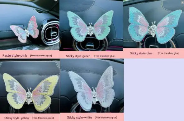Moving Embroidery Butterfly Car Decor