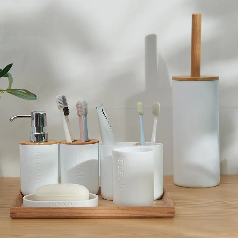 Bamboo Toothbrush Holder Set