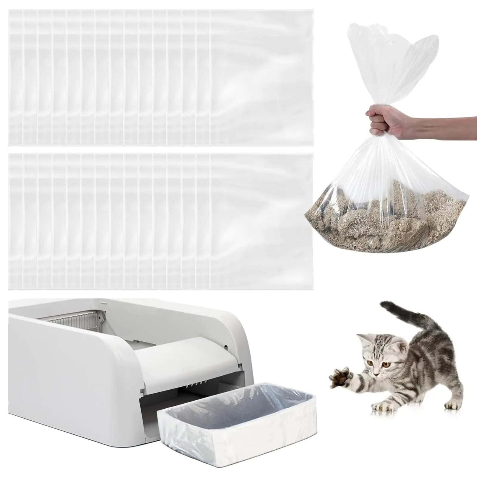 30-Pack No-Touch Cat Litter Bags