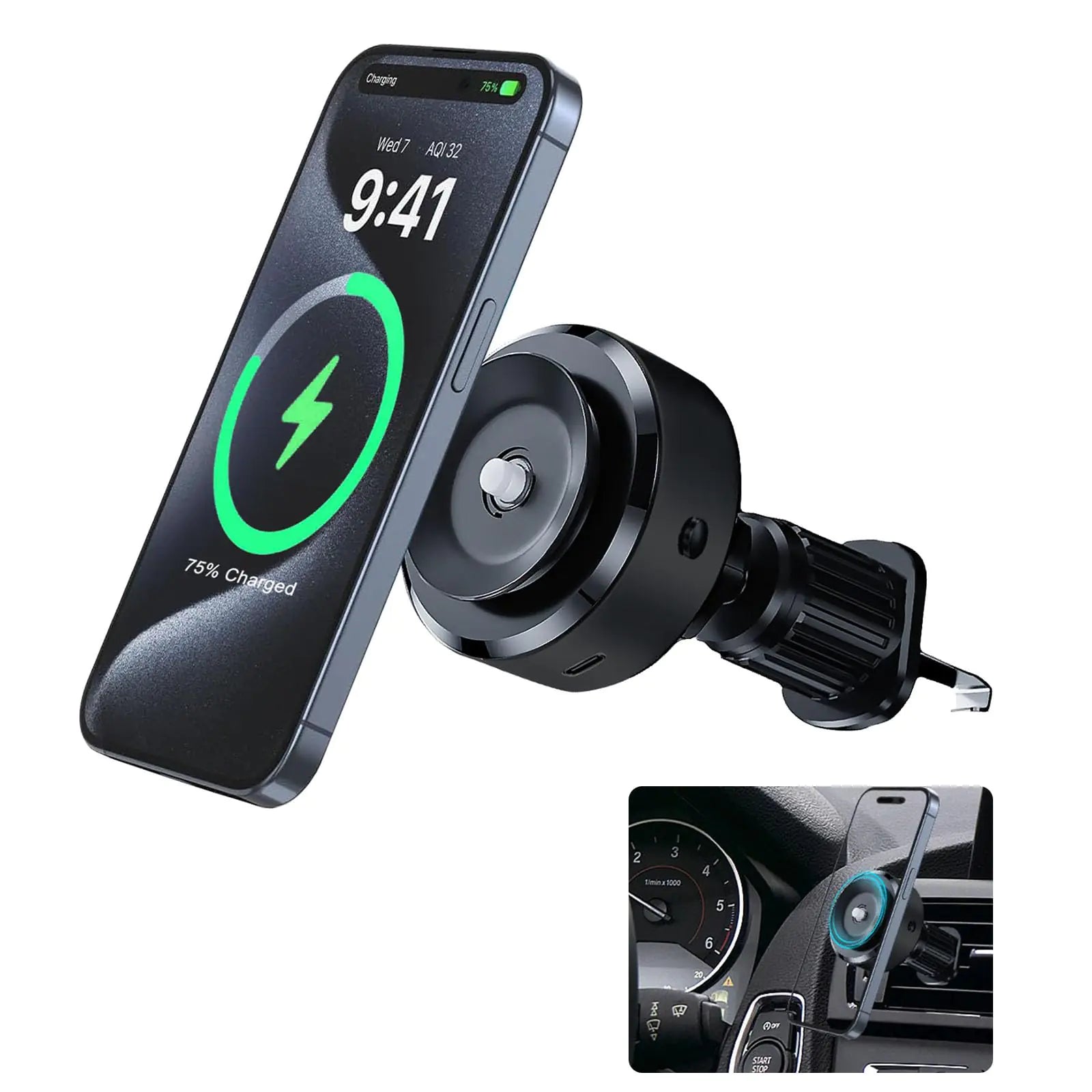 Jkoailiwi Car Phone Mount – Wireless Charging & Suction Cup