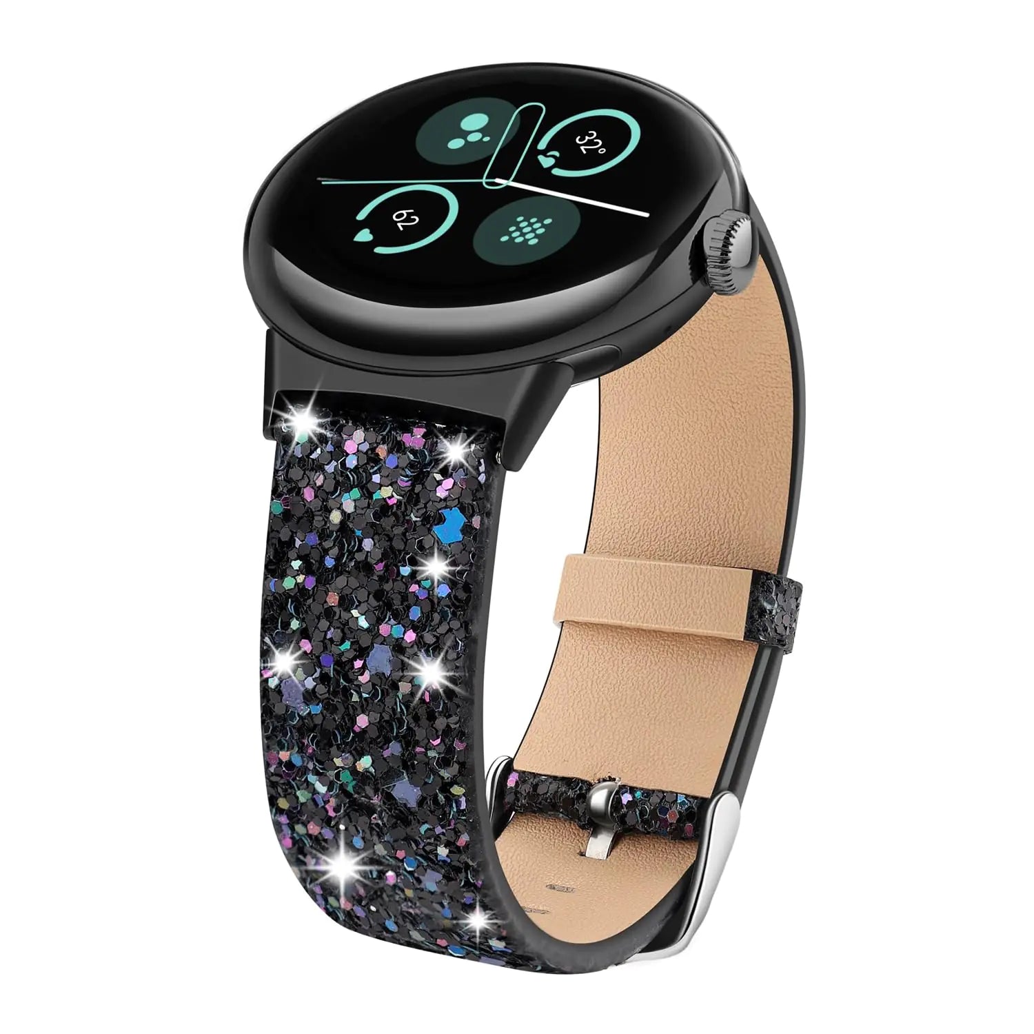 Bling Leather Band for Pixel Watch (Black)