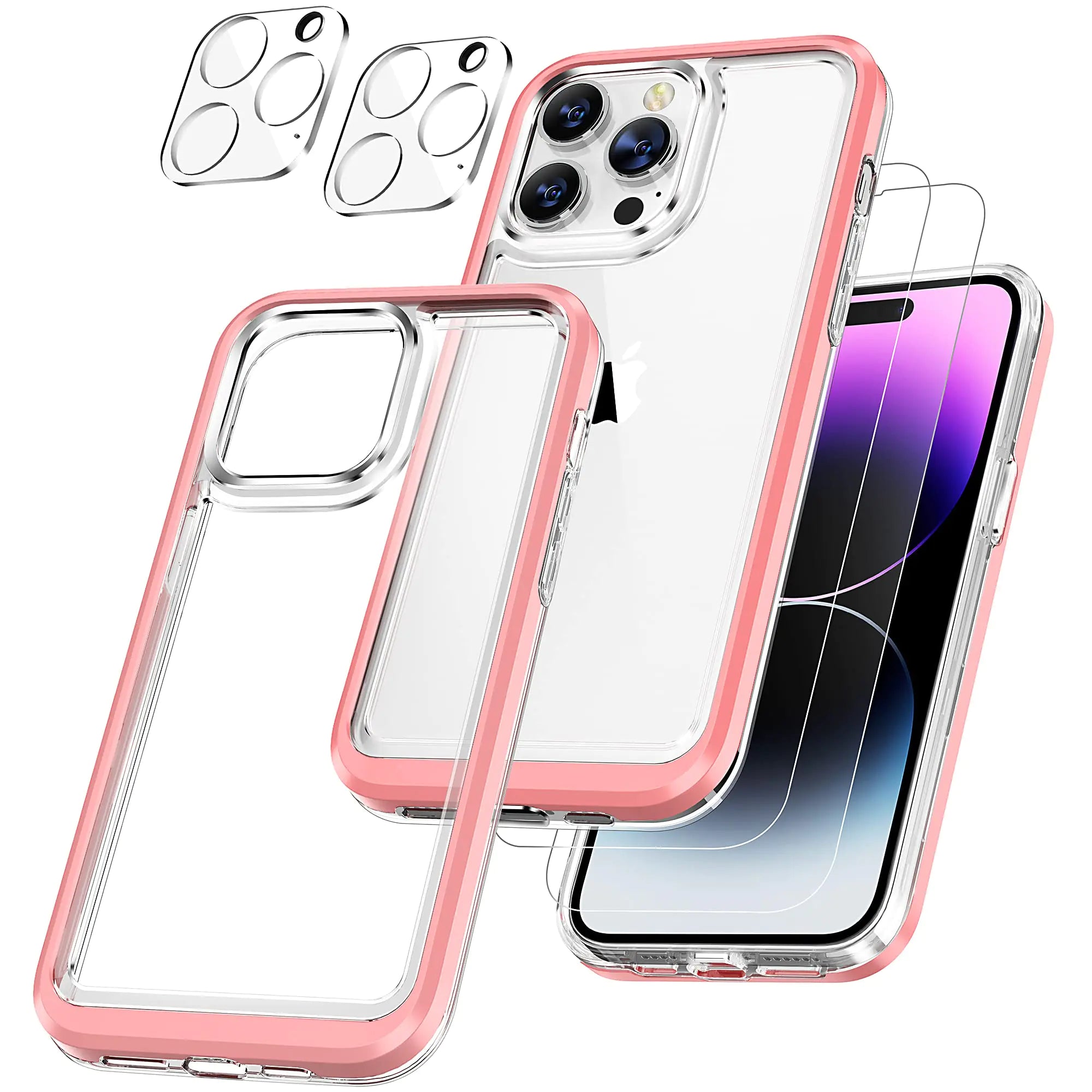 iPhone 14 Pro Max Clear Pink 5-in-1 Case