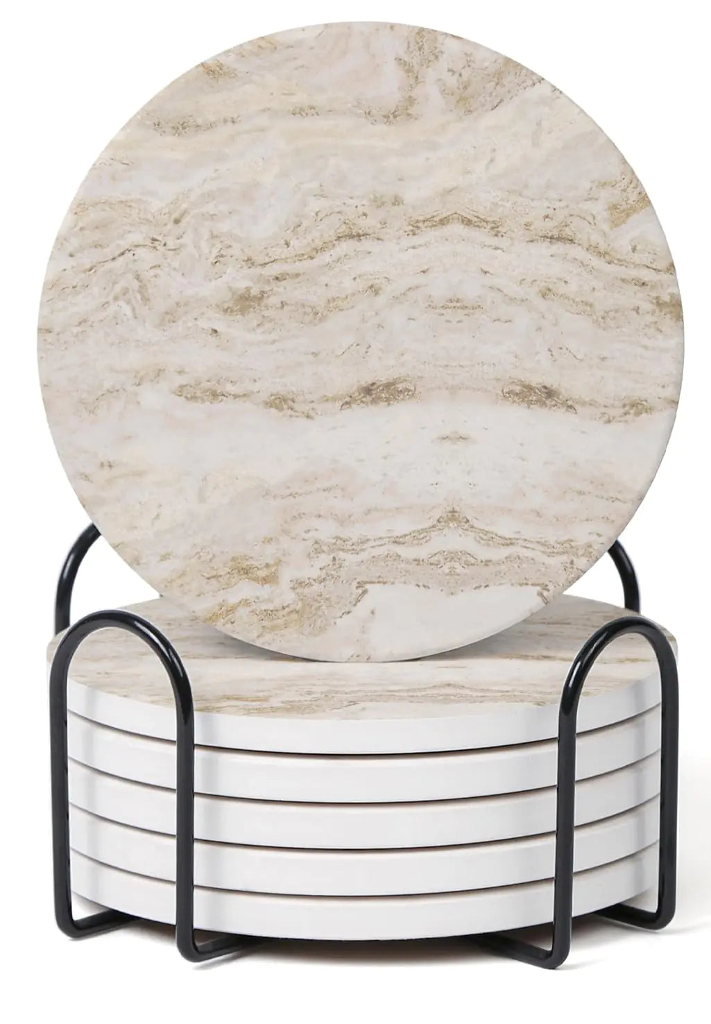 6-Pack Onyx Marble Ceramic Coasters