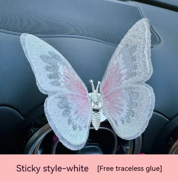 Moving Embroidery Butterfly Car Decor