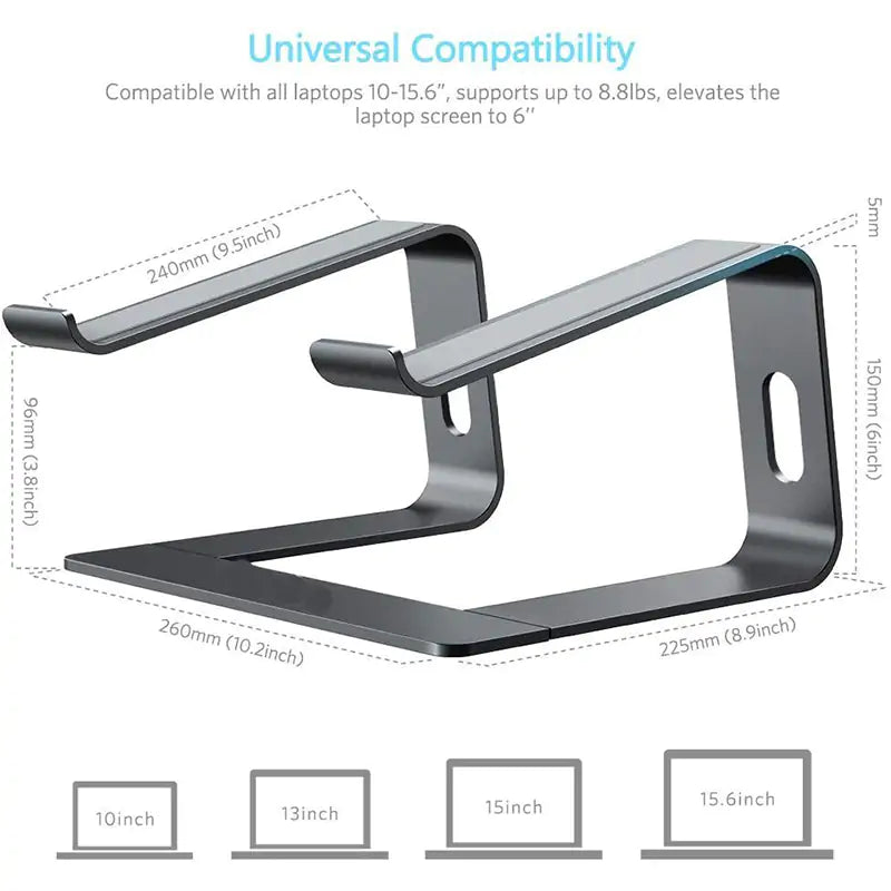 💻 Aluminum Laptop Stand Portable and Adjustable Laptop Riser, Holds All Laptops and Notebooks up to 17.3 Inch