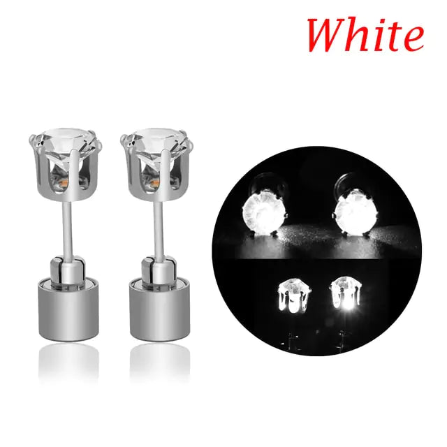 💎 LED Glowing Crystal Earrings Bright Stylish Fashion LED Earrings Glowing Light Up Earrings Diamond Crown Ear Drop Pendant Stud Stainless