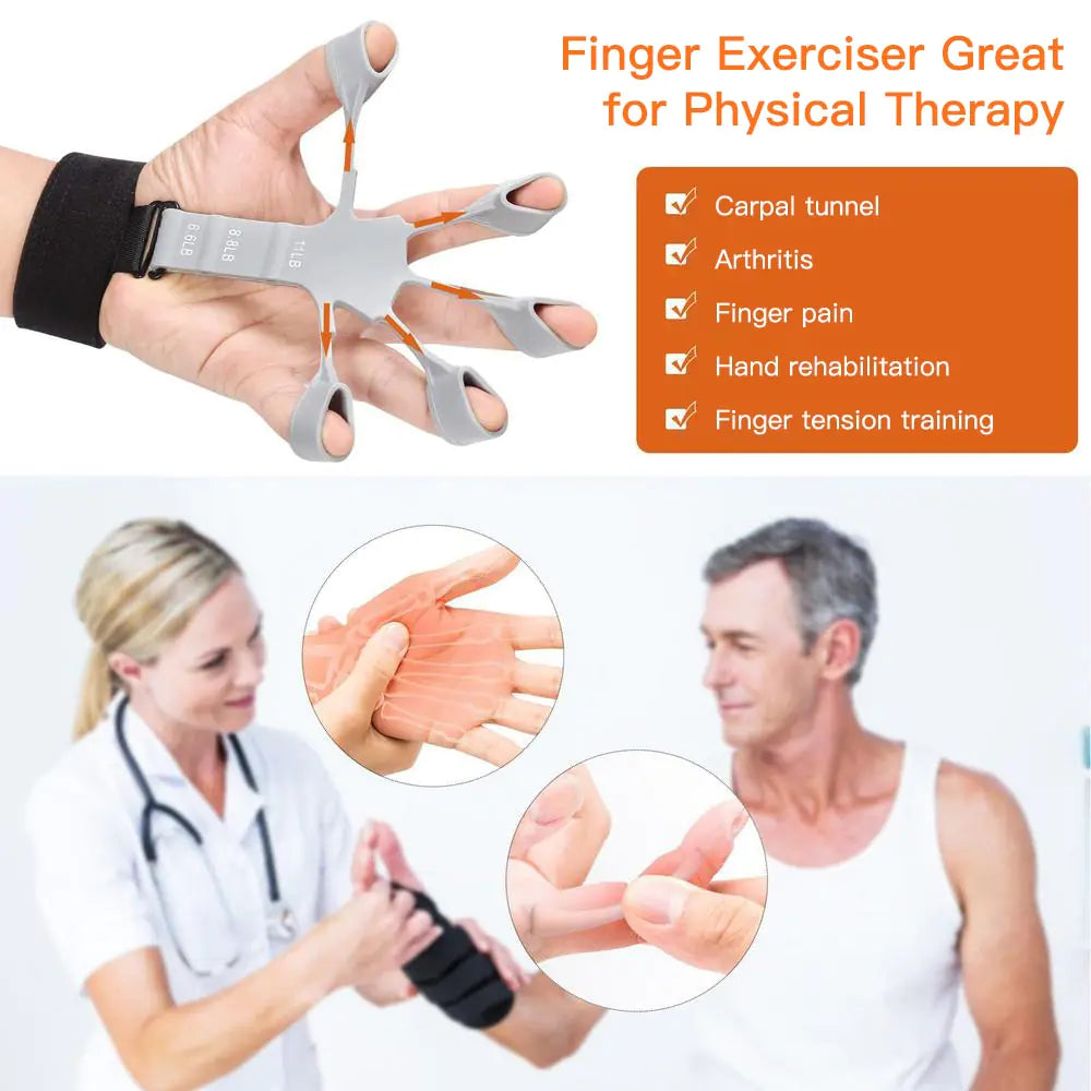 🖐️ Finger Gripper Grip Strength Trainer, Gripster, Finger Exerciser & Hand Grip Strengthener, Hand and Forearm Exerciser for Strength Therapy