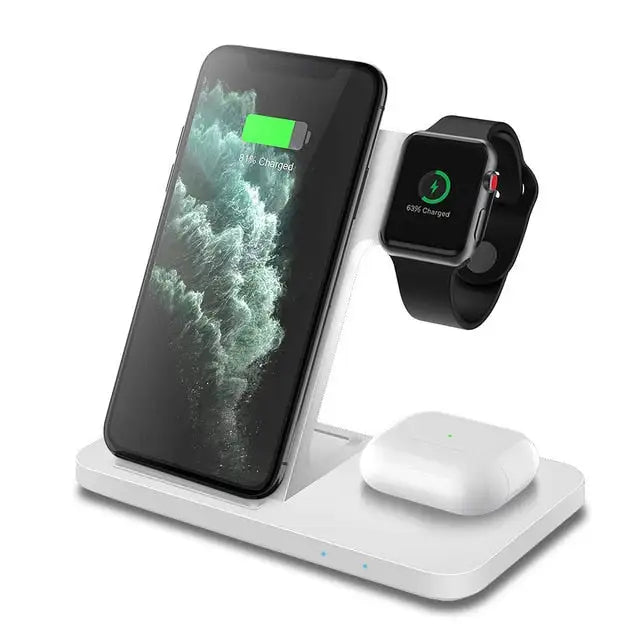 ⚡ 3-in-1 Wireless Fast Charger Dock Station Wireless Charging Stand Made for Apple Watch Ultra 9 8 7 6 SE 5 4 3,Fast Wireless Charger Made for iPhone 15/Plus/Pro Max/14/13/12/11/X,for AirPods Pro(with Adapter)