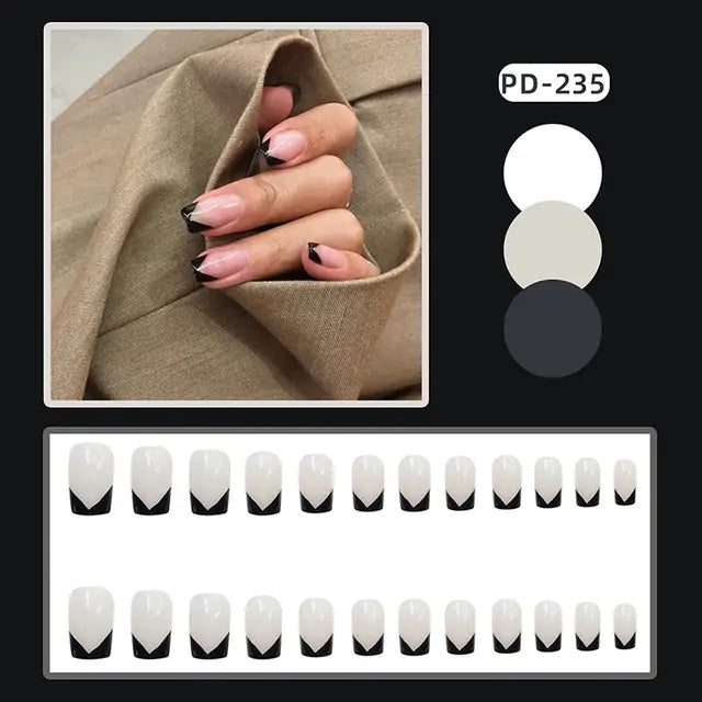 💅 Nail Patch Long Rhinestone Pink Fake Nails Finger Manicure for Women and Girls