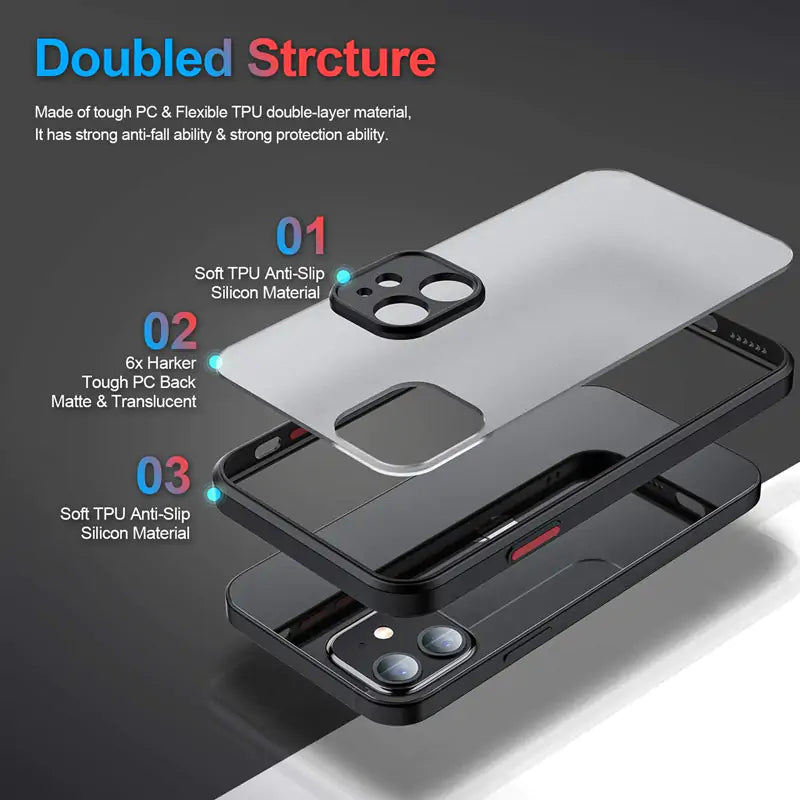 📱 Shockproof Phone Case Translucent Matte Silicone Ultra Slim Shockproof Protective Phone Case with Soft Anti-Scratch Microfiber Lining