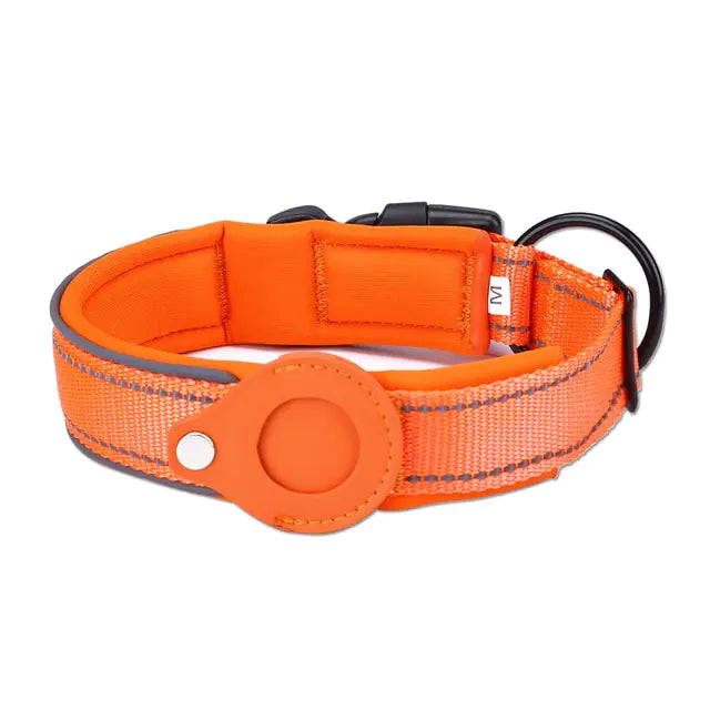 🐕 Airtag Dog Collar 100% Waterproof Integrated Apple Air Tag Dog Collars, Reflective GPS Dog Collar with Hard PC AirTag Holder Case for Small Medium Large Dog