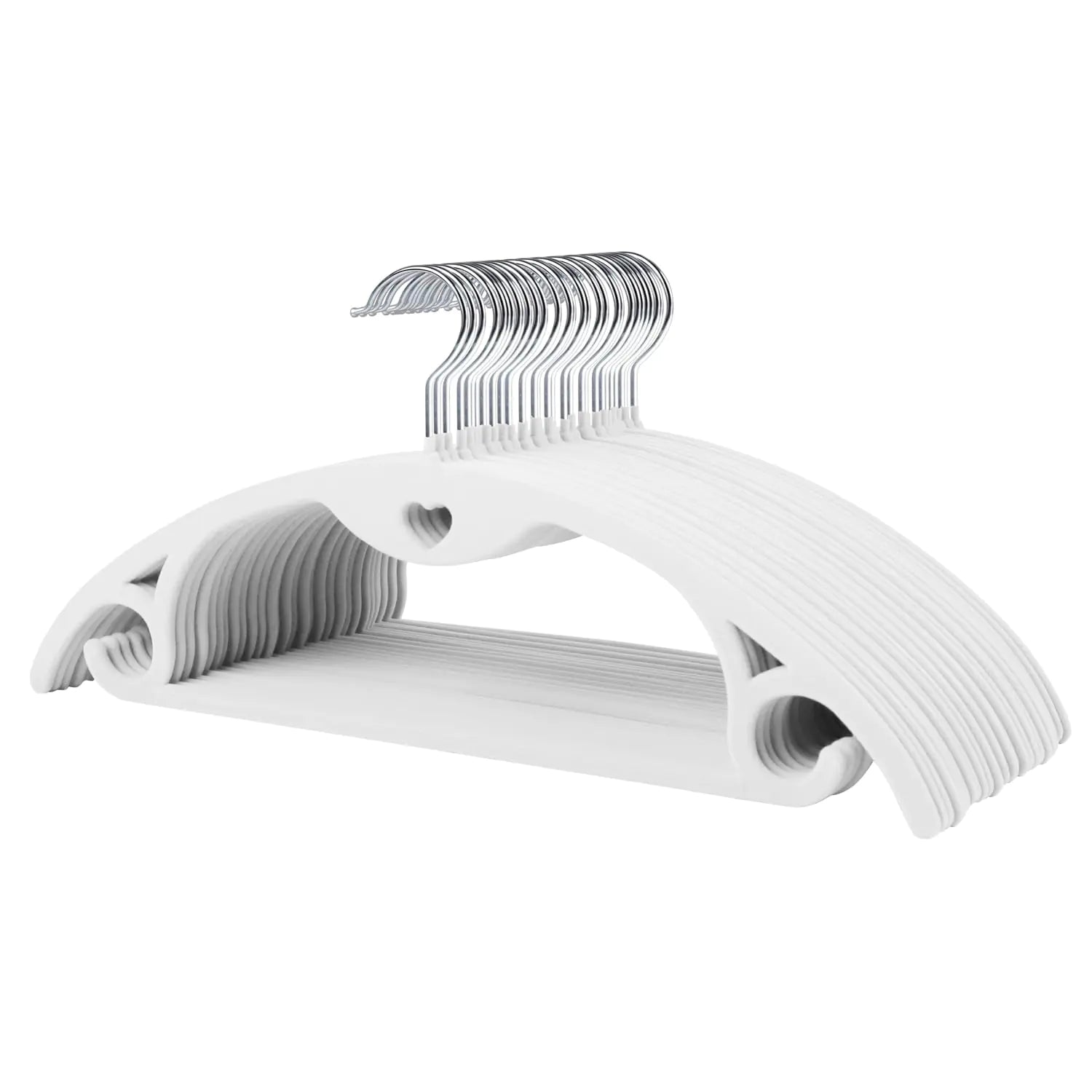 50-Pack White Velvet Non-Slip Hangers