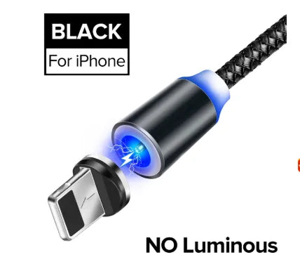 💡 Fast Flow Luminous Lighting Magnetic USB Cable Light Up Shining Charger 3.3ft Phone Charging Cord, 3 in 1 Cable Compatible with i-Products/Micro USB/Type C Fast Charging