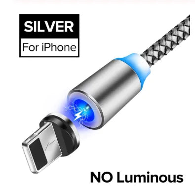 💡 Fast Flow Luminous Lighting Magnetic USB Cable Light Up Shining Charger 3.3ft Phone Charging Cord, 3 in 1 Cable Compatible with i-Products/Micro USB/Type C Fast Charging