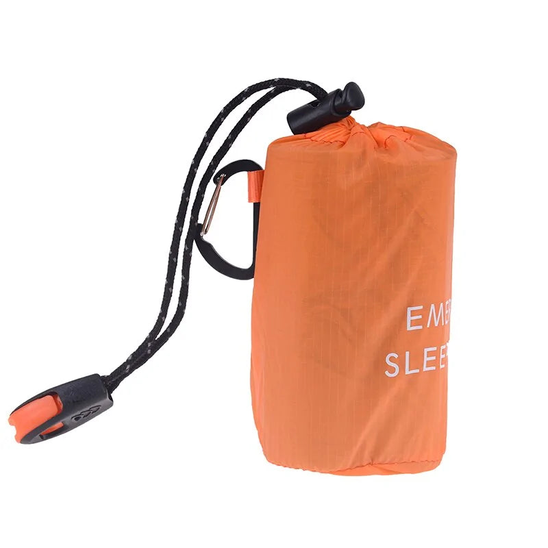 🛏️ Waterproof Reusable Emergency Sleeping Bag Survival Sleeping Bags Waterproof Thermal Emergency Blanket Camping, Hiking, Orange