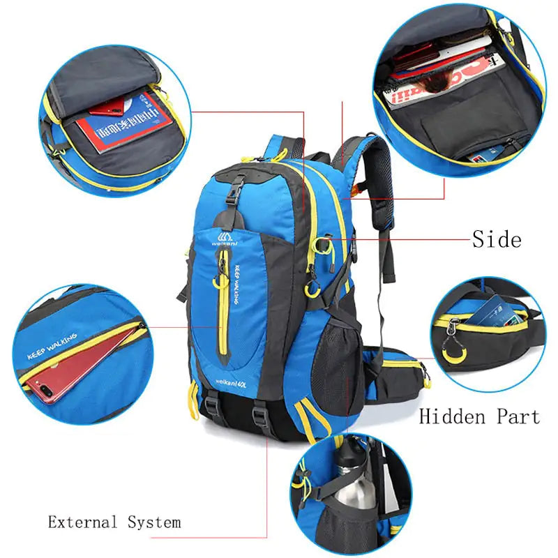 🎒 Waterproof Climbing Backpack Daypack Outdoor Camping Climbing Backpack with Rain Cover for Men Women