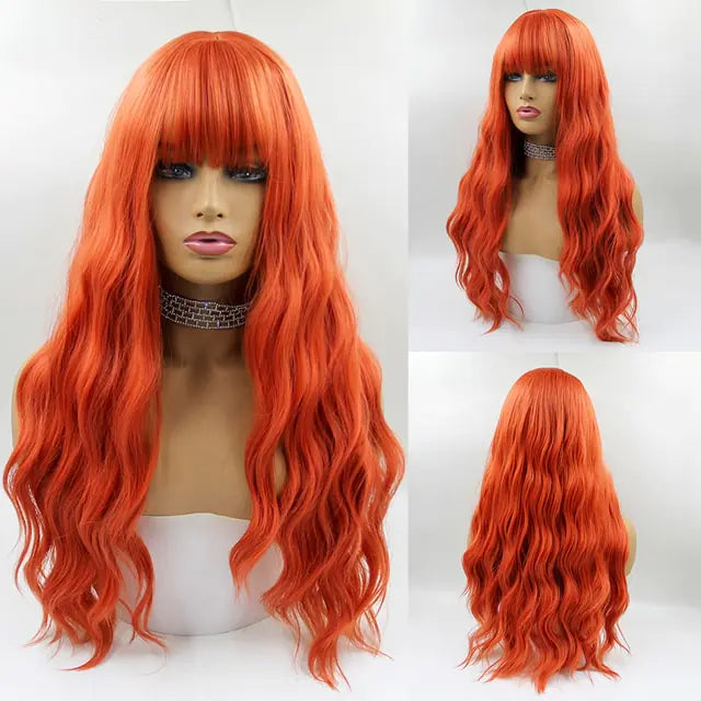 👩‍🦱 Long Natural Hair Wigs Women Synthetic Curly Middle Part Wig Natural Looking Heat Resistant Fibre for Daily Party Use