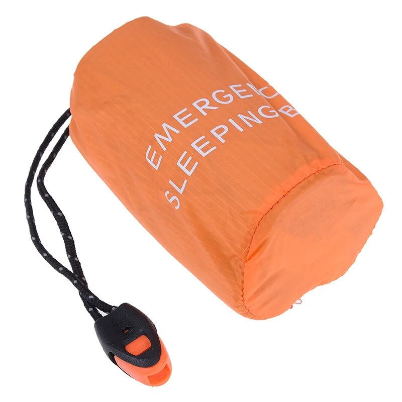 🛏️ Waterproof Reusable Emergency Sleeping Bag Survival Sleeping Bags Waterproof Thermal Emergency Blanket Camping, Hiking, Orange