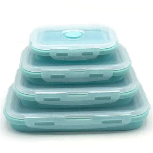 🍱 Silicone Rectangle Lunch Box Set Airtight, Microwave, Dishwasher, and Freezer Safe Food Storage Container