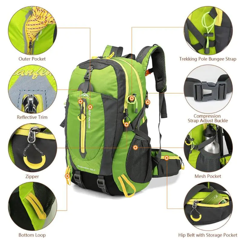 🎒 Waterproof Climbing Backpack Daypack Outdoor Camping Climbing Backpack with Rain Cover for Men Women