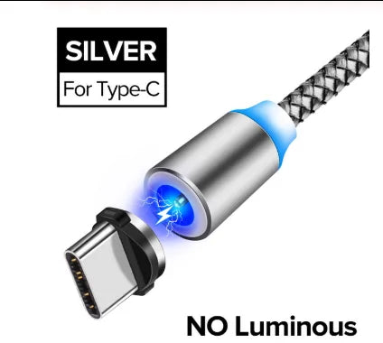 💡 Fast Flow Luminous Lighting Magnetic USB Cable Light Up Shining Charger 3.3ft Phone Charging Cord, 3 in 1 Cable Compatible with i-Products/Micro USB/Type C Fast Charging