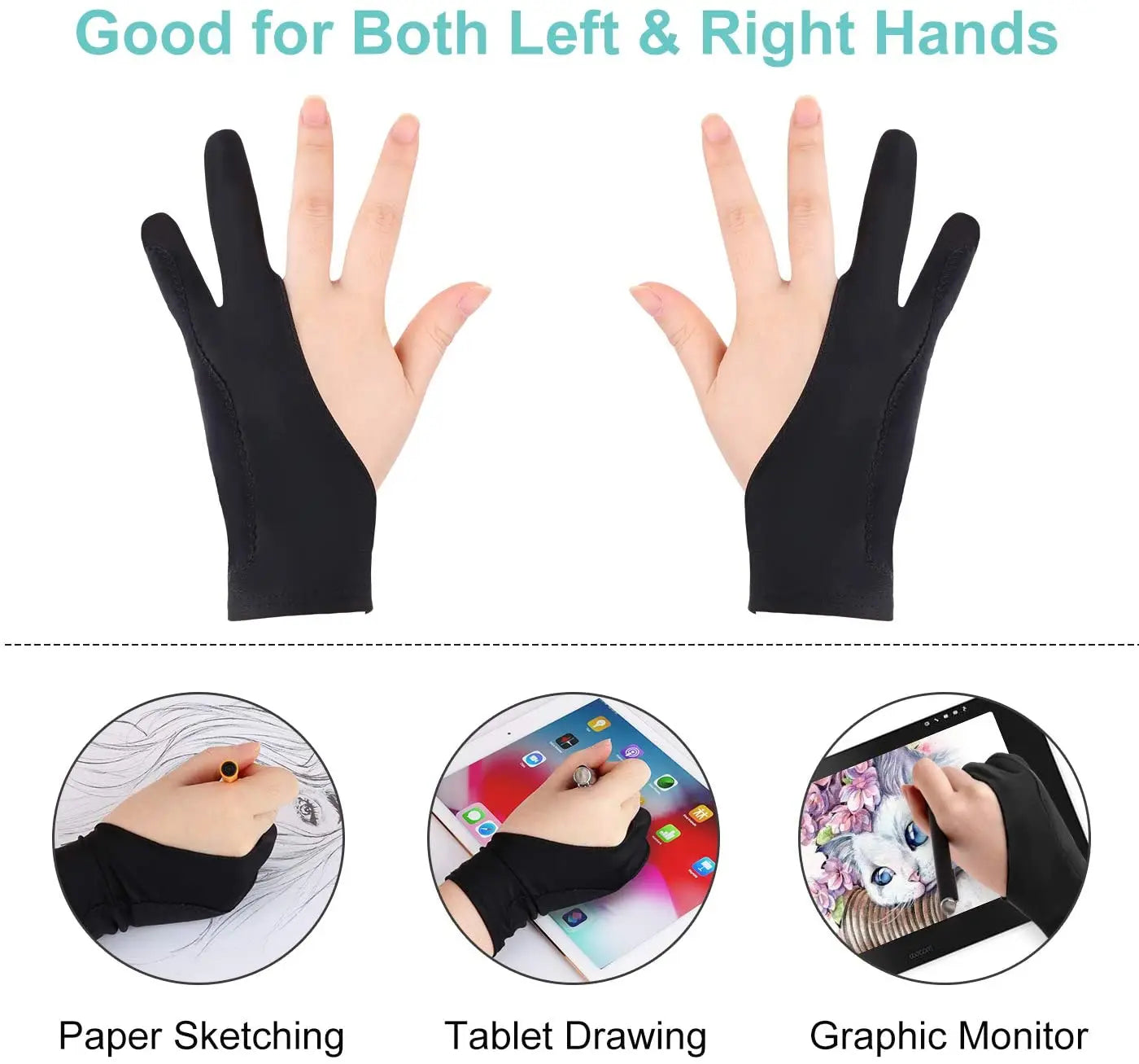 🎨 Two Finger Digital Art Glove Graphics Drawing Tablet, Digital Drawing Glove for Right Hand and Left Hand, One Size