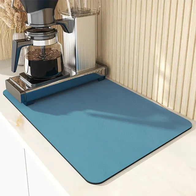 💧 Absorbent Draining Mat Kitchen Super Absorbent Draining Mat, Diatomite Dish Drying Mat, No Water Marks Coffe Mat Drying Mat-Blue 30x20cm