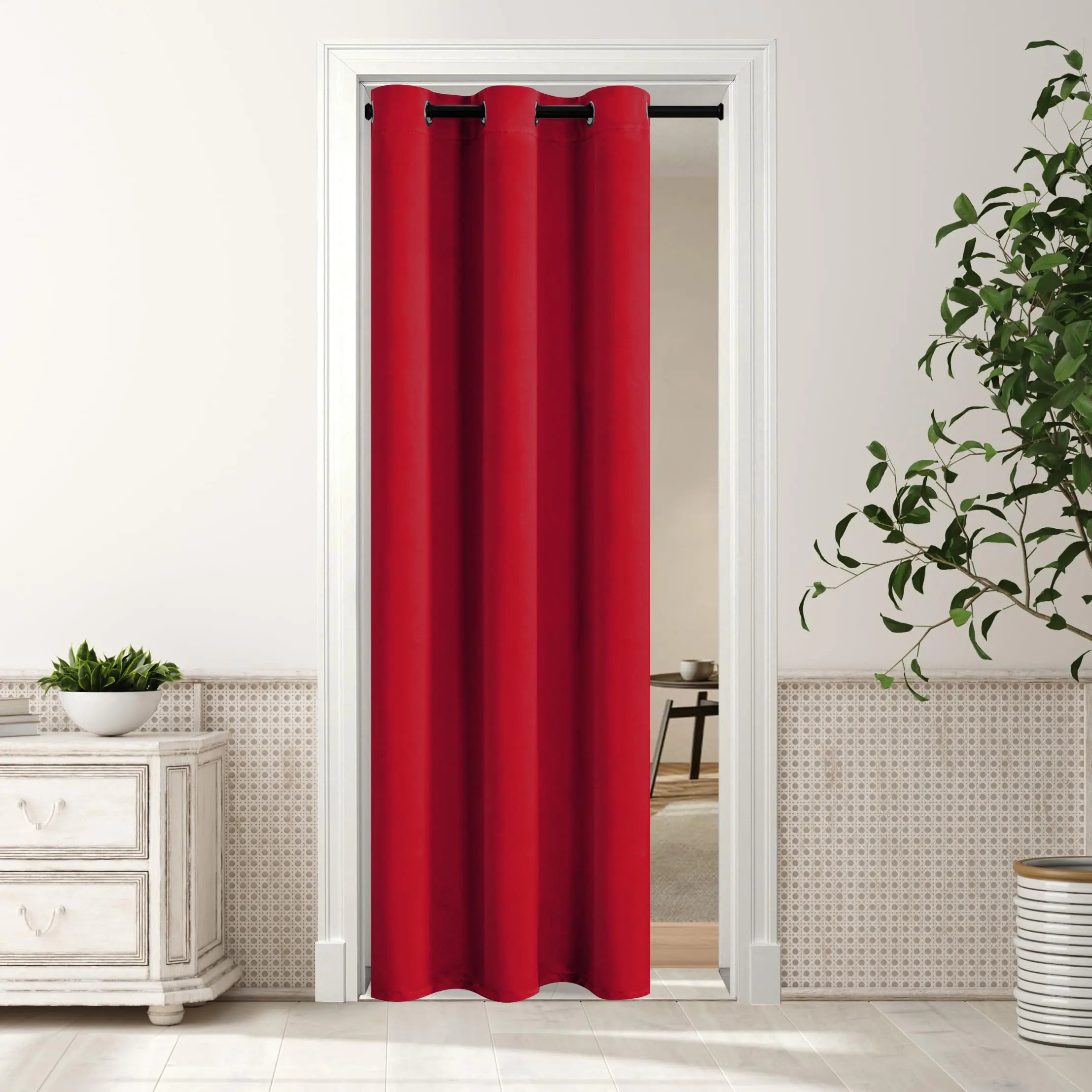 Red Blackout Doorway Curtain Panel