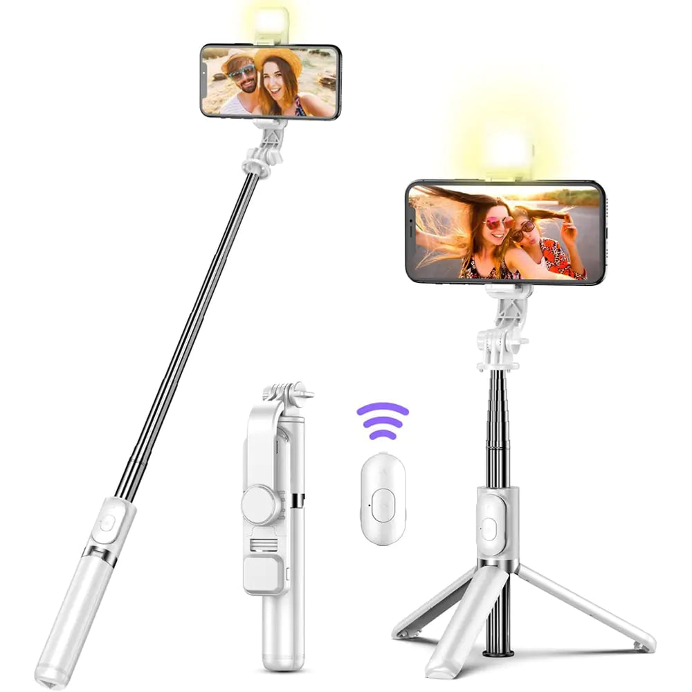 📸 Wireless Bluetooth Selfie Stick Camera Tripod Stand with Wireless Remote and Phone Holder, Compatible with iPhone Android Phone, Perfect for Selfies/Video Recording/Live Streaming