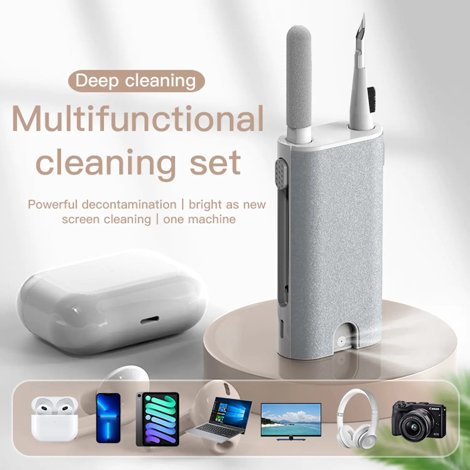 🧹 5-in-1 Computer Cleaner Kit Portable Cleaning kit for Airpods/Earbuds/Phone/Camera/Watch/Laptop,with Cleaning Pen and Spray Bottle,Multifunctional Cleaning Tool