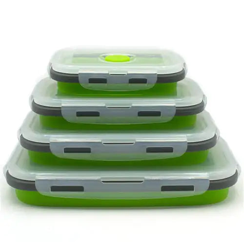 🍱 Silicone Rectangle Lunch Box Set Airtight, Microwave, Dishwasher, and Freezer Safe Food Storage Container