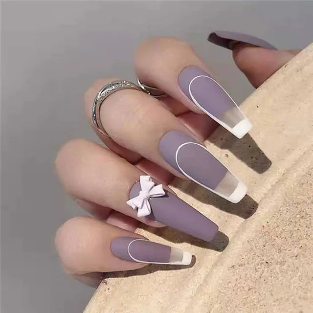 💅 Nail Patch Long Rhinestone Pink Fake Nails Finger Manicure for Women and Girls