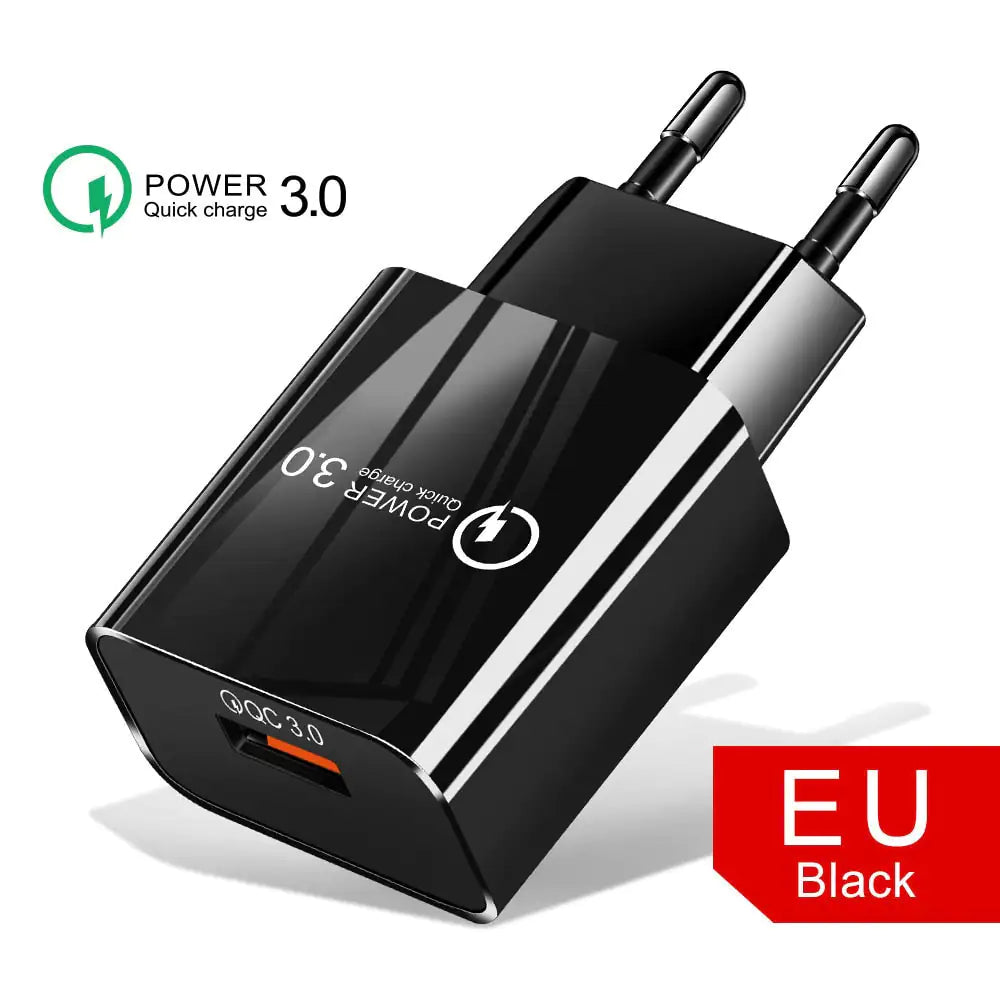 ⚡ 18W3A Fast Charger QC 3.0 USB Charger Compatible with iPhone 12 11 Pro X XR XS Max | Galaxy S21 S20 FE S10 S10e S9 S8 Note 20 Ultra 10 9 8 | Pixel 5-4A-4-3-2-XL Phones