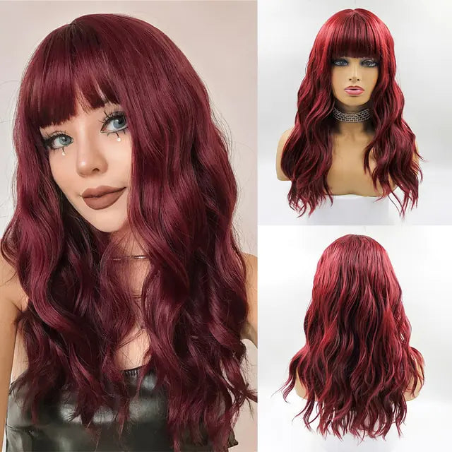 👩‍🦱 Long Natural Hair Wigs Women Synthetic Curly Middle Part Wig Natural Looking Heat Resistant Fibre for Daily Party Use