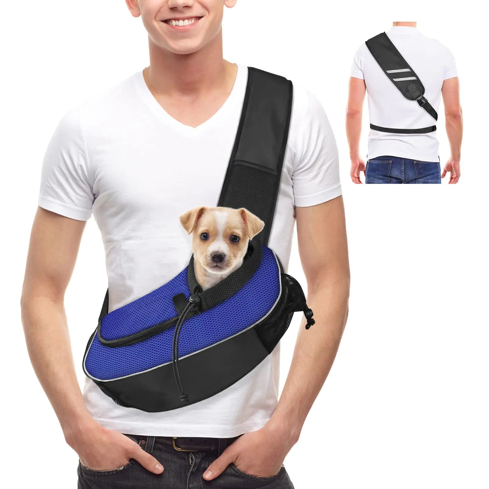 Small Dog Sling Carrier (Blue, 5lb Max)