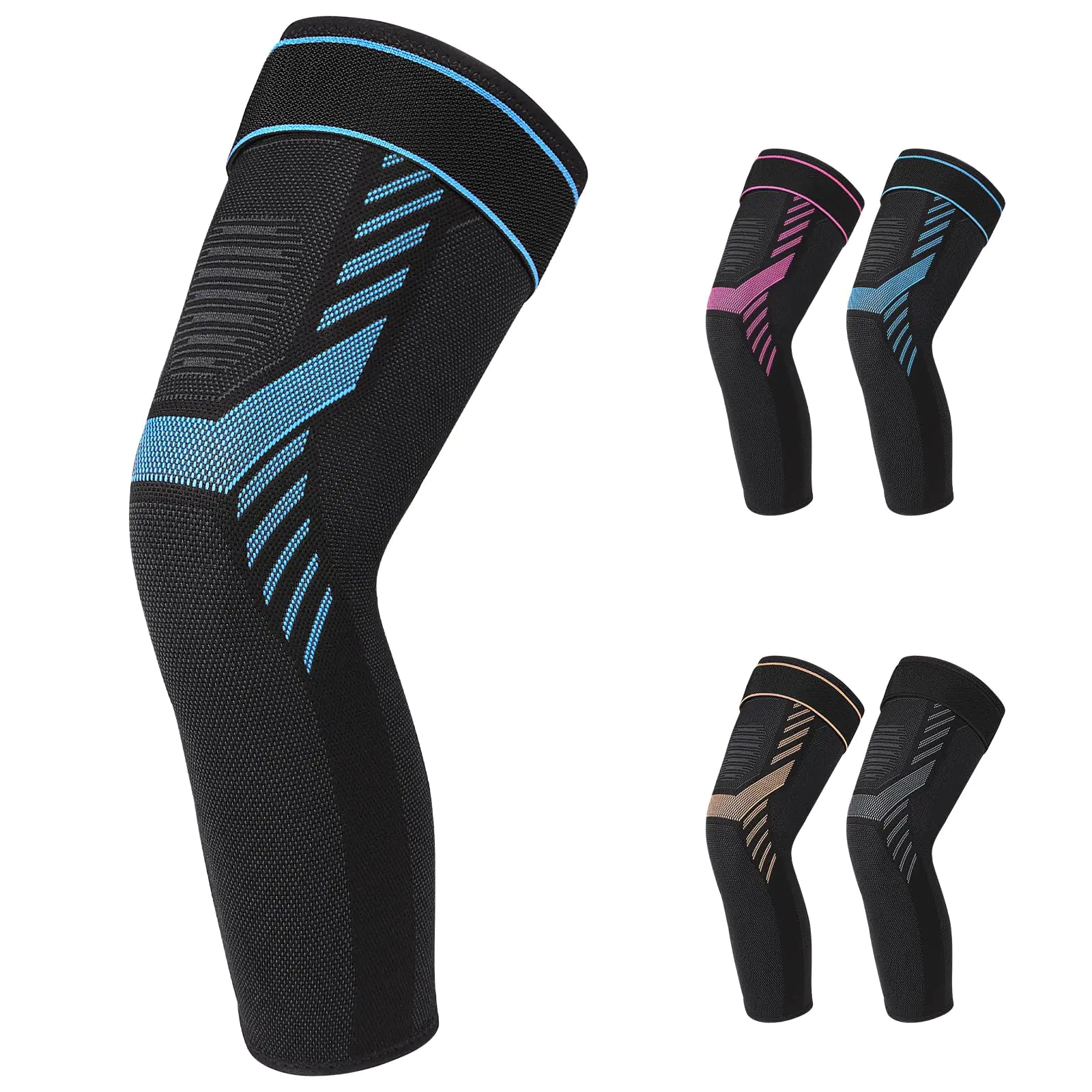 Long Knee Compression Sleeve with Straps