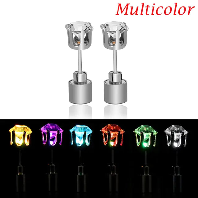 💎 LED Glowing Crystal Earrings Bright Stylish Fashion LED Earrings Glowing Light Up Earrings Diamond Crown Ear Drop Pendant Stud Stainless