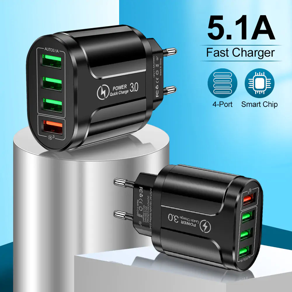 🔋 Fast USB Charger Adaptive Fast Charging Compatible with Galaxy S23 S22 S21 S8 S9 S10 A13 A14 A03s-Black Compatible with iPhone 15 14 13 12 Pro