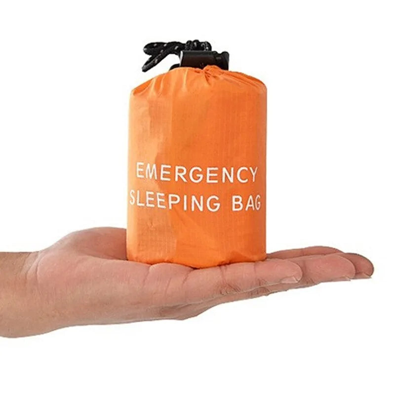 🛏️ Waterproof Reusable Emergency Sleeping Bag Survival Sleeping Bags Waterproof Thermal Emergency Blanket Camping, Hiking, Orange