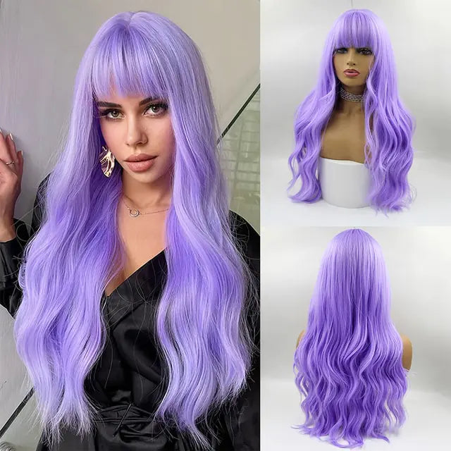 👩‍🦱 Long Natural Hair Wigs Women Synthetic Curly Middle Part Wig Natural Looking Heat Resistant Fibre for Daily Party Use