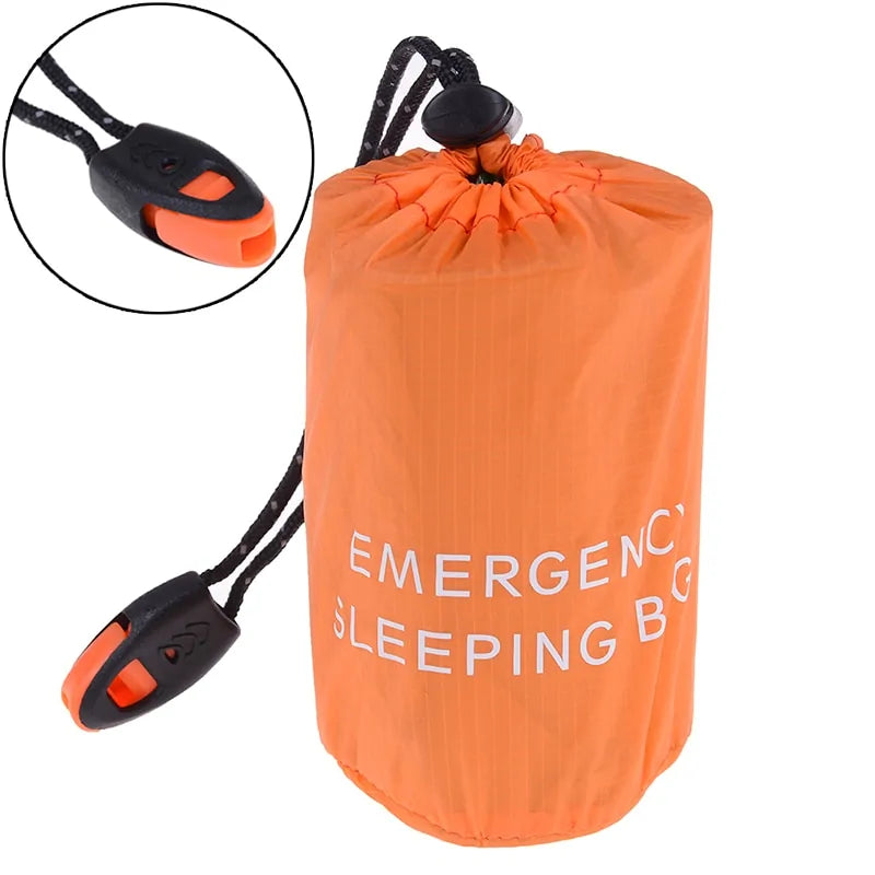 🛏️ Waterproof Reusable Emergency Sleeping Bag Survival Sleeping Bags Waterproof Thermal Emergency Blanket Camping, Hiking, Orange